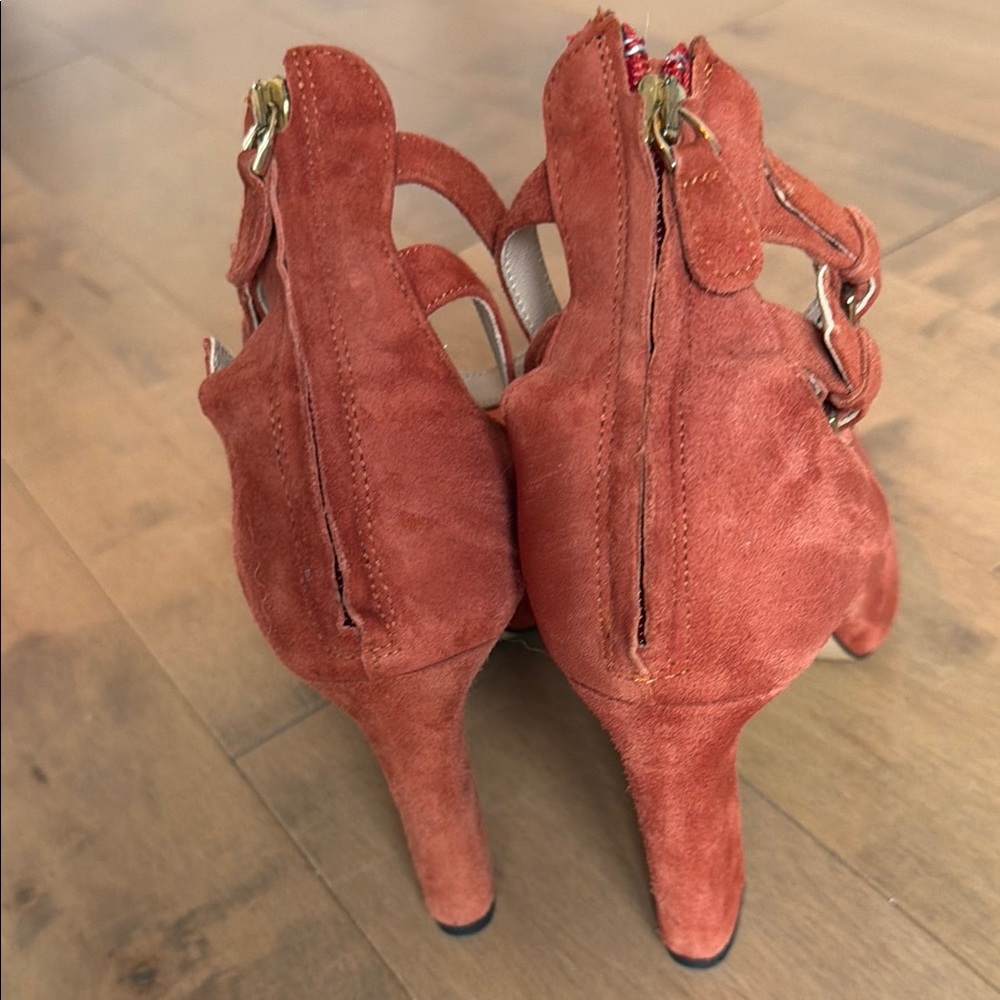 Massimo Dutti Rust Suede Ankle-Strap Pumps - Picture 3 of 4